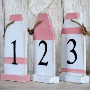 Wedding table numbers, wooden buoy, #1-15, pink and navy